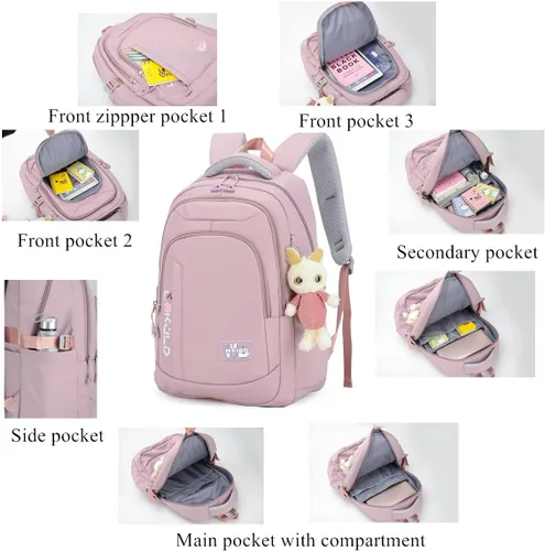 Vista 4 de VIDOSCLA Mochila de primaria para niños, mochila de escuela primaria, mochila para niñas y estudiantes al aire libre, gris, L, Mochilas tipo mochila