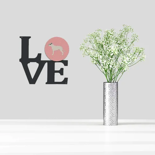 Vista 2 de Caroline's Treasures BB3667WALV Dogo Argentino Tablero de Ajedrez Rosa Metal Wall Art Art Art Decor Patio Baño, Cocina Colorida Aluminio y Acero