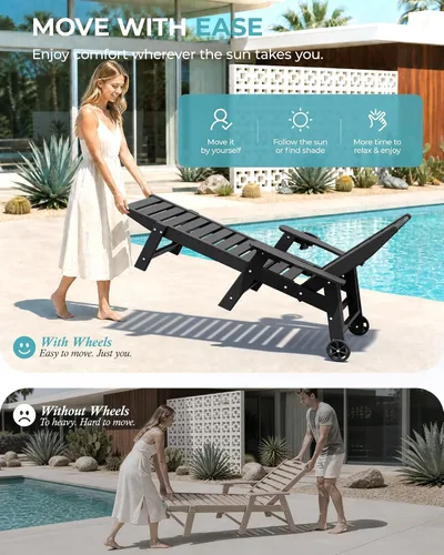 Vista 7 de Silla de salón al aire libre, silla de salón de patio de HDPE con Negro