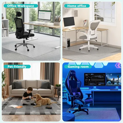 Vista 7 de Tapete para silla de oficina para alfombra de pelo bajo con labio, 36 x 48 pulgadas, protector de piso de plástico transparente resistente