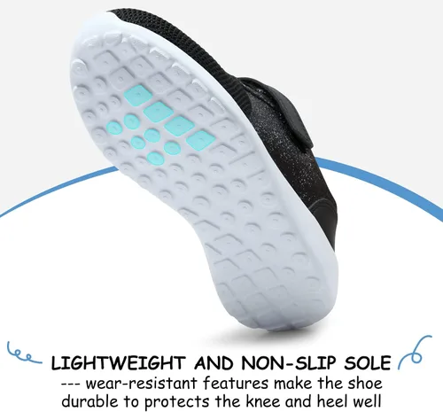 Vista 4 de Harvest Land - Tenis para niñas con brillantina y diseño de malla transpirable con gancho y lazo para correr (niños pequeñosniños grandes)