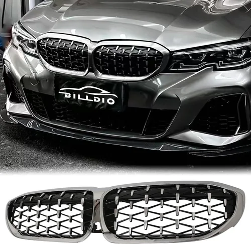 Vista 7 de Parrilla G20 - Parrilla de Riñón Negra Compatible con Serie 3 G20 316i/318i/320i/328i/330i/335i/340i de 2019-2022 Negro Brillante Diamante