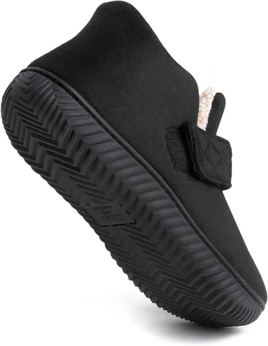 Vista 4 de Zizor Mens Slipper, Velcro House Shoes for Diabetic, Men Gifts, Memory Foam, Indoor Outdoor, Winter Ankle Pantuflas with Rubber Sole