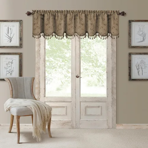 Vista 22 de Elrene Home Fashions Cenefa Opaca Jacquard Scroll Mia, 52" x 19" (1 Cenefa), Dorado