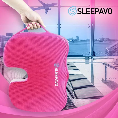 Vista 5 de Sleepavo Cojín de asiento de espuma viscoelástica rosa para silla de oficina, almohada de gel refrescante para ciática, coxis, espalda, coxis