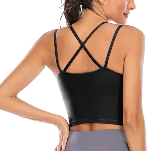 Vista 3 de Vorcy Brasier deportivo con relleno para mujer, camiseta corta con brasier integrado