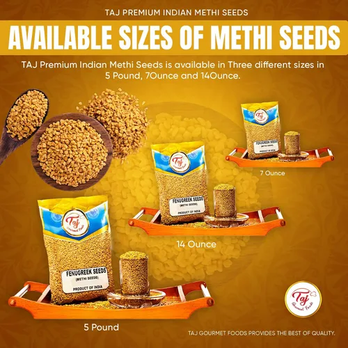 Vista 7 de TAJ Premium Indian Methi Seeds, semillas de fenogreco, Trigonella foenum graecum, (14 onzas)