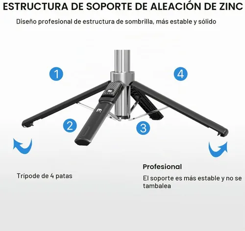 Vista 3 de MYBAT PRO - Trípode para selfie stick con control remoto, 4 en 1 extensible portátil Bluetooth Selfie Stick con luces y trípode para teléfono