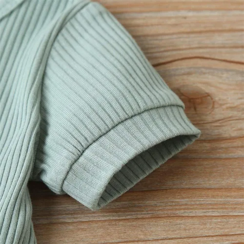 Vista 57 de Mameluco unisex de manga corta para bebé recién nacido, con botones, de una pieza, ropa de color sólido