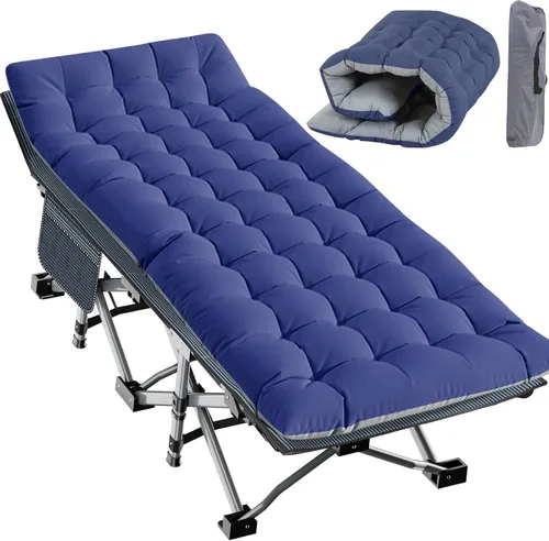 Vista 29 de Slsy Catre de camping plegable para adultos con almohadilla, catres de dormir portátiles acolchados, cama de campamento con bolsa de transporte