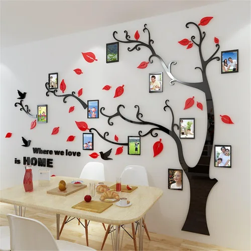 Vista 23 de Calcomanías de pared de árbol 3D - DIY, calcomanías de marcos de fotos y árbol de pared, marcos para fotos familiares, murales con calcomanías