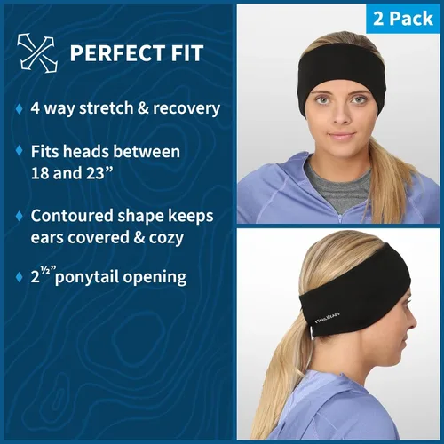 Vista 28 de TrailHeads - Diadema para mujer, diseño de cola de caballo, con banda para la oreja que absorbe la humedad, ideal para correr