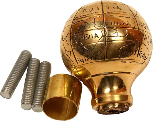 Vista 2 de Bastón de madera victoriana con mango de latón con cabeza de globo, regalo ideal unisex