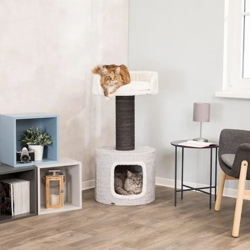 Vista 3 de Trixie Fonda Rascador para gatos de 39 pulgadas, rascador para gatos con base de tela suave y cuerda de sisal duradera, para gatos grandes con base