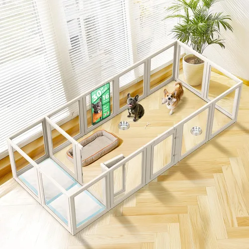 Vista 35 de FXW AuraSpace - Cerca acrílica para perros pequeños, para interiores, 24 pulgadas, 2 paneles, incluye 1 puerta y 1 panel, color negro