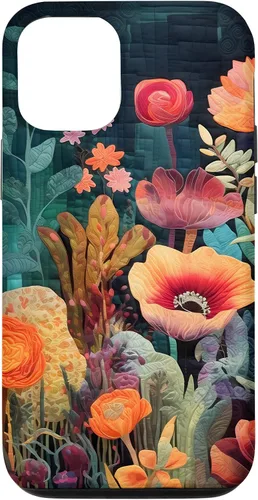 Vista 28 de iPhone 16 Flores coloridas en funda de edredón óptica, flores