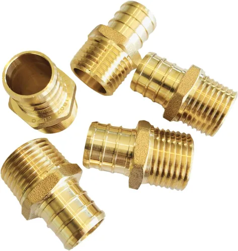 Vista 14 de 2 piezas Pex Barb Crimp accesorios de latón 1/2 pulgadas x 3/4 pulgadas NPT adaptador macho ASTM F1807,Para agua potable PEX1807024 (2)