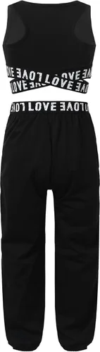 Vista 2 de dPois Girls' 2-Piece Racer Back Sports Bra Crop Tank Tops with Athletic Leggings Sets Fitness Workout Outfit Tracksuit