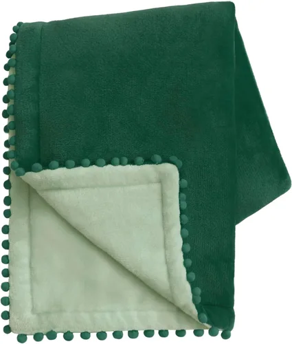 Vista 12 de MONDAY MOOSE Manta de forro polar acogedora con flecos de pompones, manta de franela súper suave, diseños de doble cara, para sofá, cama, decoración