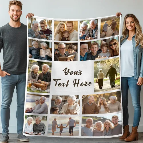 Vista 23 de Mantas personalizadas con 1 foto y texto impreso en Estados Unidos Manta personalizada con imagen de 30 x 40 pulgadas Mantas personalizadas