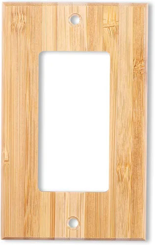 Vista 26 de Placa de Interruptor de Luz Dúplex de Palanca de Madera Maciza de 1 Gang, 4.5" x 4.5", Cubierta de Interruptor de Luz de Bambú de Madera Cruda