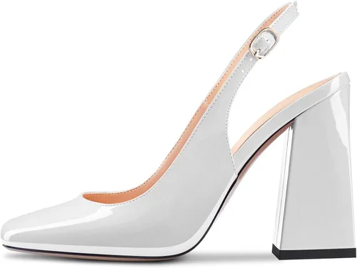 Vista 2 de Castamere Sandalias de vestir transparentes con tacón alto y puntera cuadrada para mujer, tacón grueso y sin cordones, tacón de 3.9 pulgadas