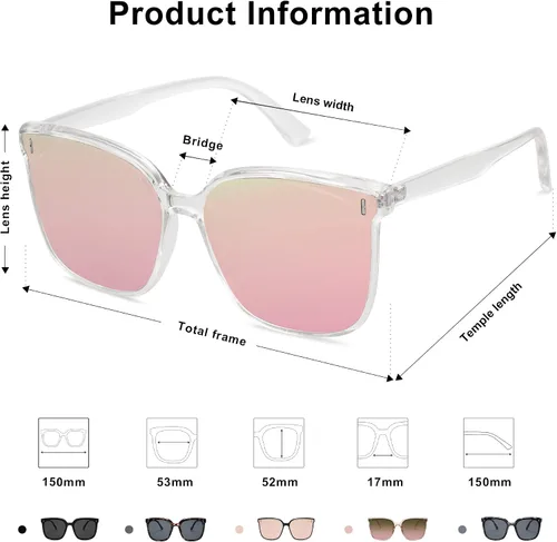 Vista 5 de SOJOS - Lentes de sol de gran tamaño, a la moda, para mujeres y hombres