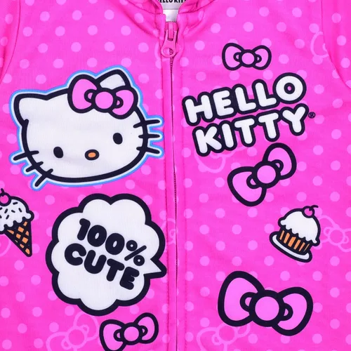 Vista 3 de Hello Kitty Sudadera con capucha con cremallera para niñas bebés niños pequeños y grandes color rosa Rosado