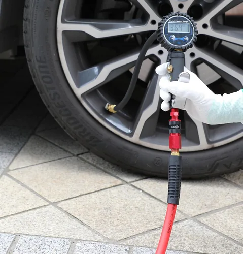 Vista 6 de Manguera de aire híbrida de entrada de 1/4 pulg. x 3 m, manguera de compresor de aire ligera, flexible y duradera con acoplador rápido universal