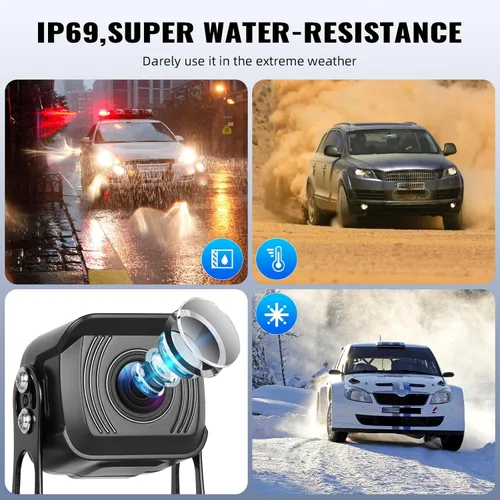 Vista 5 de Kit de sistema de cámara de respaldo 1080P, monitor de marcha atrás de 7 pulgadas con función de grabación de visión nocturna DVR Monitor 2 cámaras