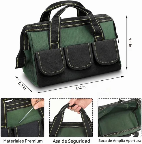 Vista 2 de Silkfly Bolsa de herramientas portátil de 6 piezas para hombres y mujeres, resistente, con parte inferior dura impermeable, varios bolsillos, gran