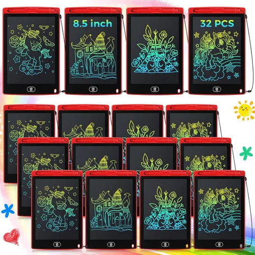 Vista 8 de Zhehao 32 tabletas de escritura LCD para niños a granel de 8.5 pulgadas, tablero de garabatos colorido borrable, juguete educativo, regalo de Negro