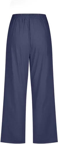 Vista 5 de WKSCLPAI Pantalones capri para mujer, casuales, de verano, talla grande, de lino, cintura alta, con cordón, pantalones cortos con bolsillos