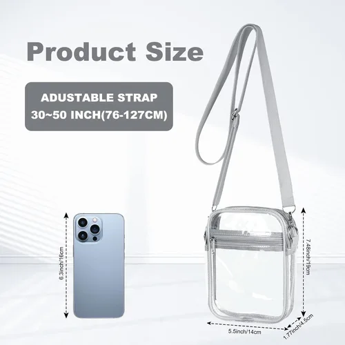 Vista 12 de Clear Crossbody Bag, Stadium Approved Clear Purse Bag With Adjustable Shoulder Strap, Messenger Bags