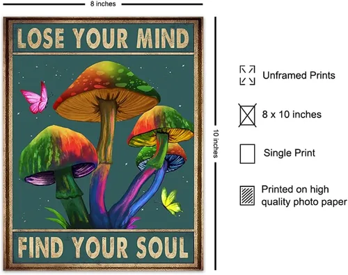 Vista 2 de Póster de Lose Your Mind Find Your Soul - Decoración psicodélica de habitación - Decoración psicodélica de habitación - Obra de arte hippie