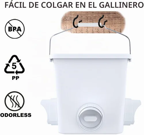 Vista 5 de Alimentador de pollo automático grande y Waterer Set Colgando Pollo Alimentador de agua de aves de corral Cubo de alimentación