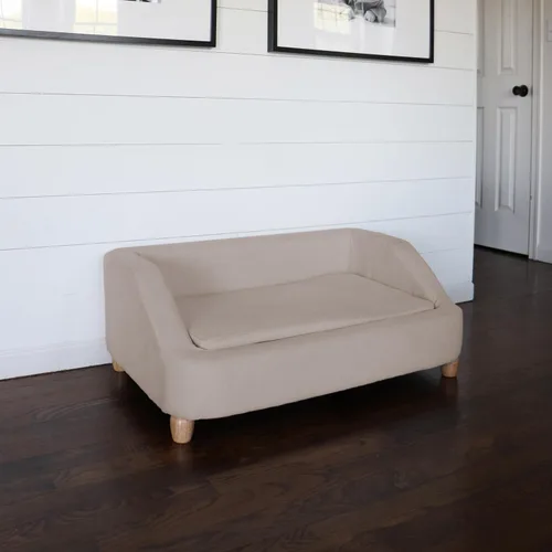 Vista 9 de Critter Sitters Sofá para Perros Rectangular de Microfibra Tostado de 36 Pulgadas para Perros de Tamaño Mediano, Cama Sofá Elevada Moderna