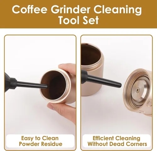 Vista 4 de Kit de limpieza para molinillo de café con cepillo, cuchara y soplador, herramientas de limpieza para máquina de espresso, accesorios de barista