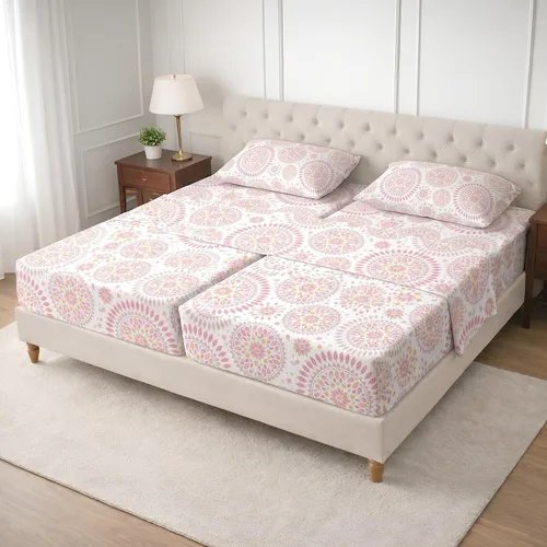 Vista 10 de SGI bedding Sábana Queen de 28 pulgadas con cabecera flexible y parte superior dividida, 100% algodón egipcio - 600 número de hilos, sábanas