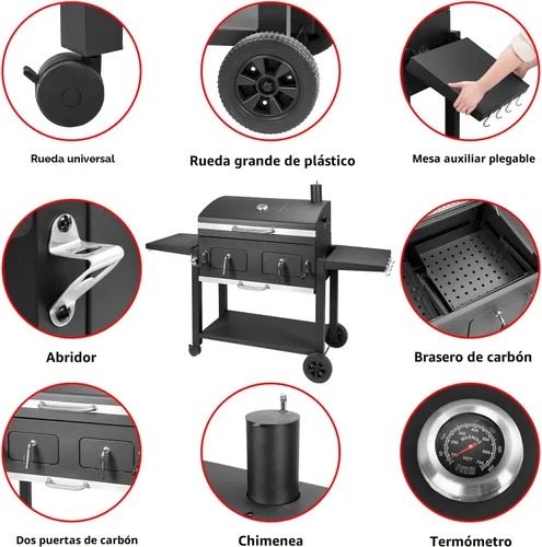 Vista 3 de Kendane Parrilla de carbón para barbacoa al aire libre, área de cocina extra grande de 794 pulgadas cuadradas con dos bandejas de carbón