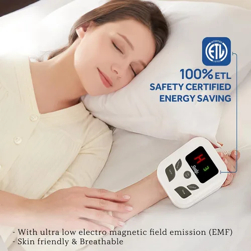 Vista 3 de Sealy Protector de colchón térmico tamaño individual con 10 ajustes de calefacción, protector de colchón eléctrico de 39 x 75 pulgadas, apagado