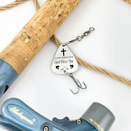 Vista 2 de Faith Gift Fishing Lure Confirmation First Holy Communion Godfather Pastor Church Catholic Cross Waterproof Usable Cross-Lure