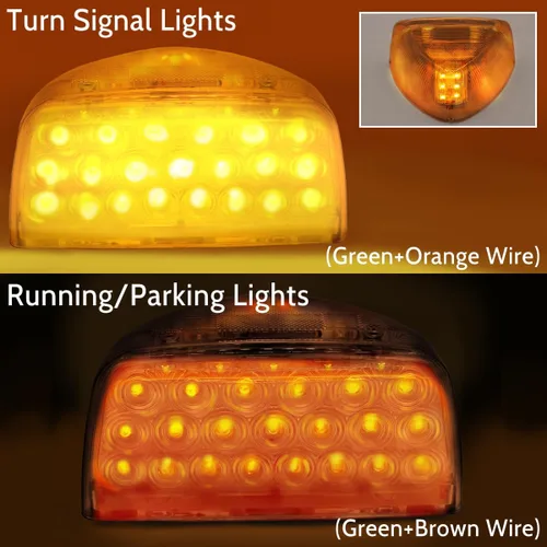 Vista 3 de LED ámbar triangular señal de giro apto para Peterbilt 379 359 357 365 378 Lente LED 31, con 3 cables, 2 piezas