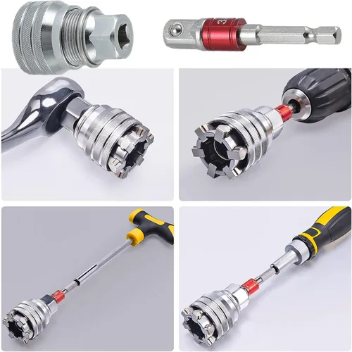 Vista 3 de Enchufe universal, súper enchufe para estándar de 10 a 0.748 in, métrico de 3/8 a 3/4 pulgadas, regalo de herramienta