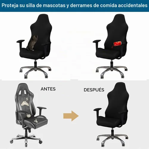 Vista 4 de WOMACO Funda Elástica para Silla Gaming, Funda de Asiento Extensible para Silla de Computadora de Cuero Reclinable Racing con Volantes, Protector