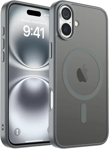 Vista 171 de zapica Funda magnética para iPhone Air, con protector de pantalla de vidrio templado, compatible con MagSafe, translúcida mate, a prueba de golpes