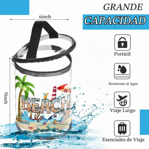 Vista 3 de Sanwuta - Neceser de regalos de playa, resistente, transparente, para loción, bolsas de aseo para viajes, protector solar, maquillaje, estuche
