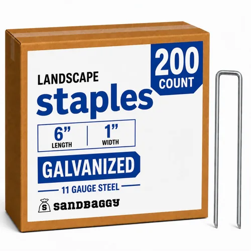 Vista 9 de Sandbaggy 100 grapas de paisaje de 6 pulgadas libres de óxido (acero calibre 11) - Pin de estacas de jardín galvanizado SOD ~ Confiado por