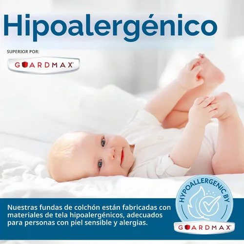 Vista 8 de Guardmax Jersey Knitted Cot Size Mattress Protector - Waterproof & Dust Mite Proof Mattress Cover with Stretchable Pockets - Soft, Comfortable, &