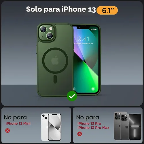 Vista 2 de Miracase - Funda magnética para iPhone 13 de 6.1 pulgadas (compatible con MagSafe) (con 2 protectores de pantalla), protección de grado militar